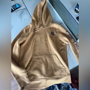 Tan women’s Carhartt hoodie size small
